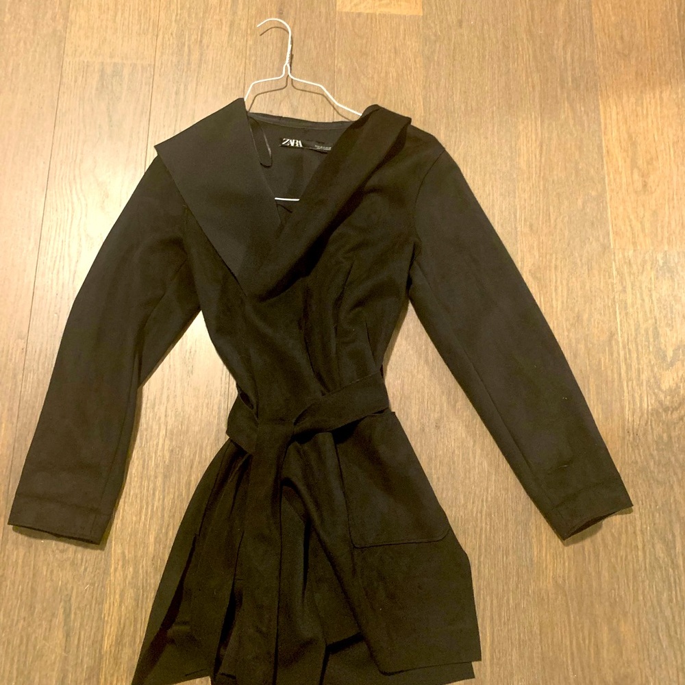 Zara faux suede belted jacket,size Small. Worn twice
